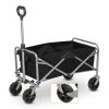 74.5*45.5*84cm 100kg 600d Oxford Cloth Steel Frame Flat Folding Style Black Cloth Silver Frame Garden Folding Cart