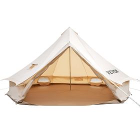 VEVOR 5-8 Person Canvas Glamping Bell Tent, Breathable Waterproof Yurt Tent with Stove Jack and Detachable Side Wall for Family Camping (Diameter: 4 m, Tent Type: Mongolian Yurt Tent)